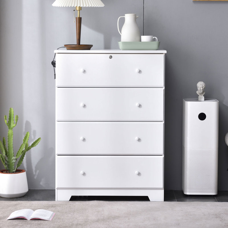Solid Wood 32.50'' W 4 - Drawer Dresser, White