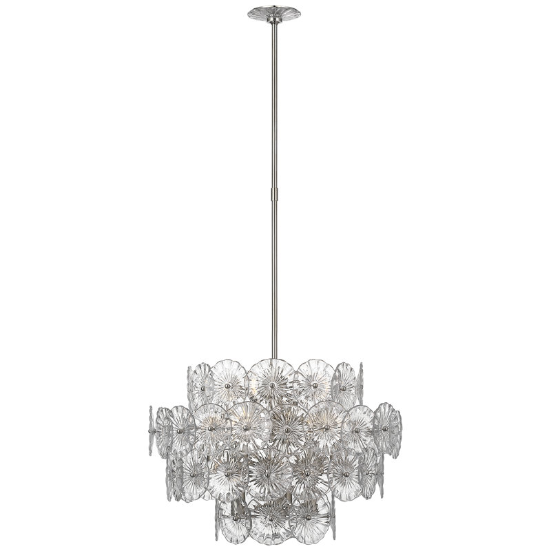 Julie Neill Gianna 24" Chandelie, Burnished Silver Leaf, Clear