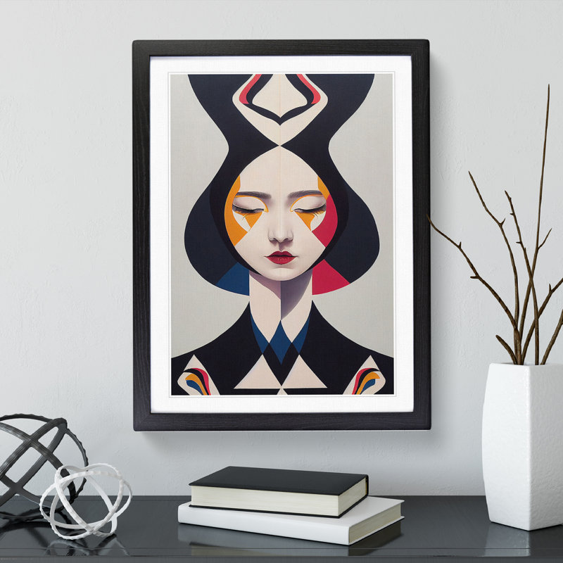 Abstract Woman No.1 - Single Picture Frame Print, 64cm H x 46cm W x 2cm D, Black