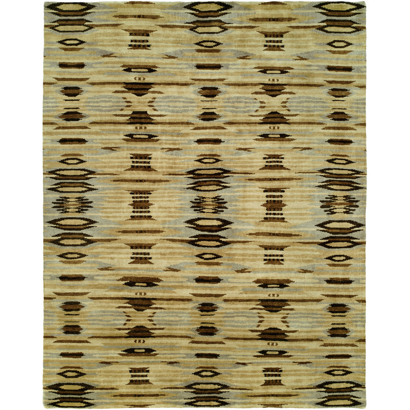 Caffrey Wool Ikat Area Rug in Beige/Brown, Rectangle 6' x 9'