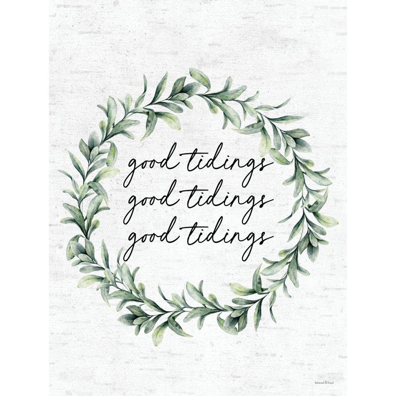 «Good Tidings Wreath» sur toile par impression à lettres et doublée, H 36 po x l 24 po x P 1,25 po