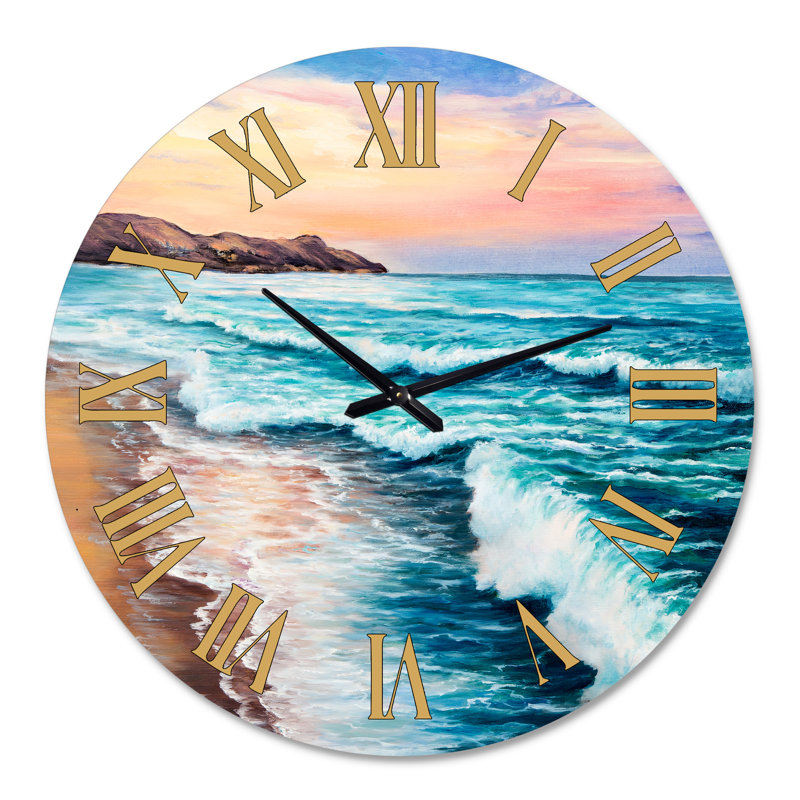 Horloge murale nautique et côtière pastel, Médium
