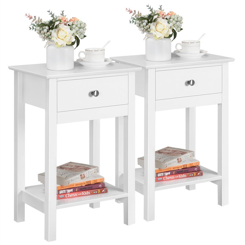 1 Drawer Bedside Table, White