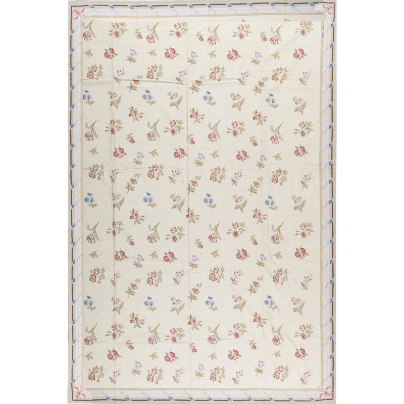 Aubusson Renaissance Flatweave Wool Floral Area Rug