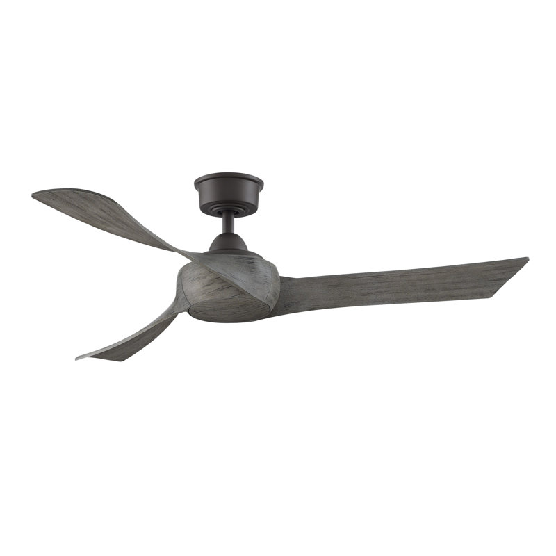 Wrap Custom 52 inch Indoor/Outdoor Ceiling Fan - Matte Greige with Weathered Wood blades