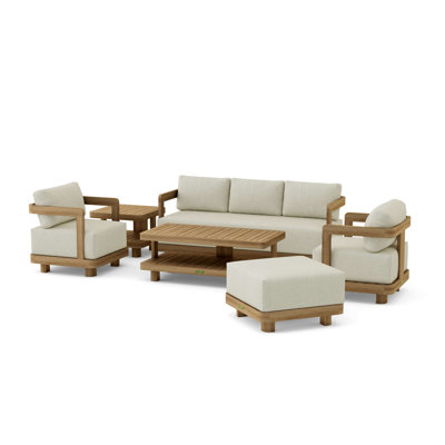 Granada Teak 6 - Person Patio Conversation Sets with Sunbrella® Cushions