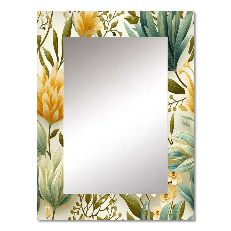 Décoration murale Subdued Oasis Boho - miroir floral, 32 po x 24 po
