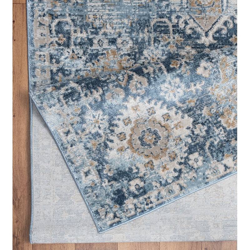 Tapis bleu Noble, Rectangle 2 pi 7 po x 7 pi 3 po