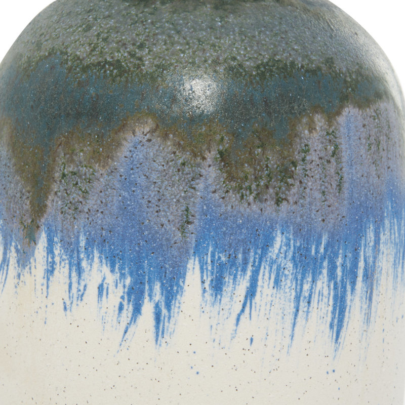 White Ceramic Bud Vase with Abstract Design, 13"
