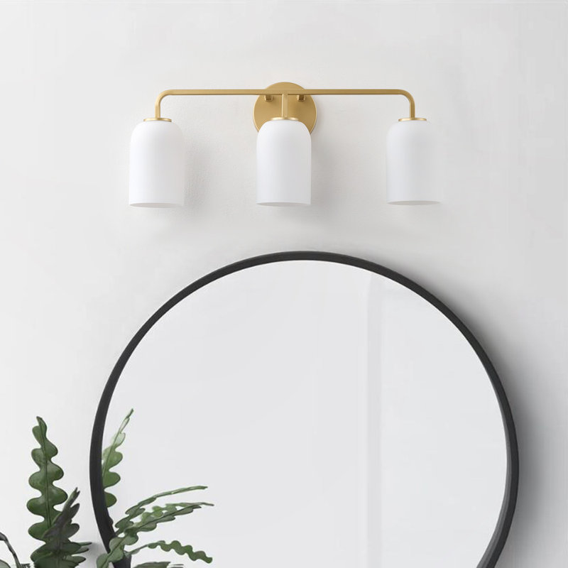 Lampe murale en fer 3 lumières à intensité variable en verre blanc