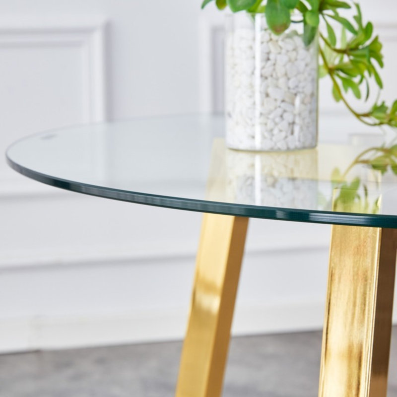 3-Piece Modern Round Tempered Glass Dining Set with Cantilever Chairs, White, 3 Pieces: 1 Table, 2 Chairs