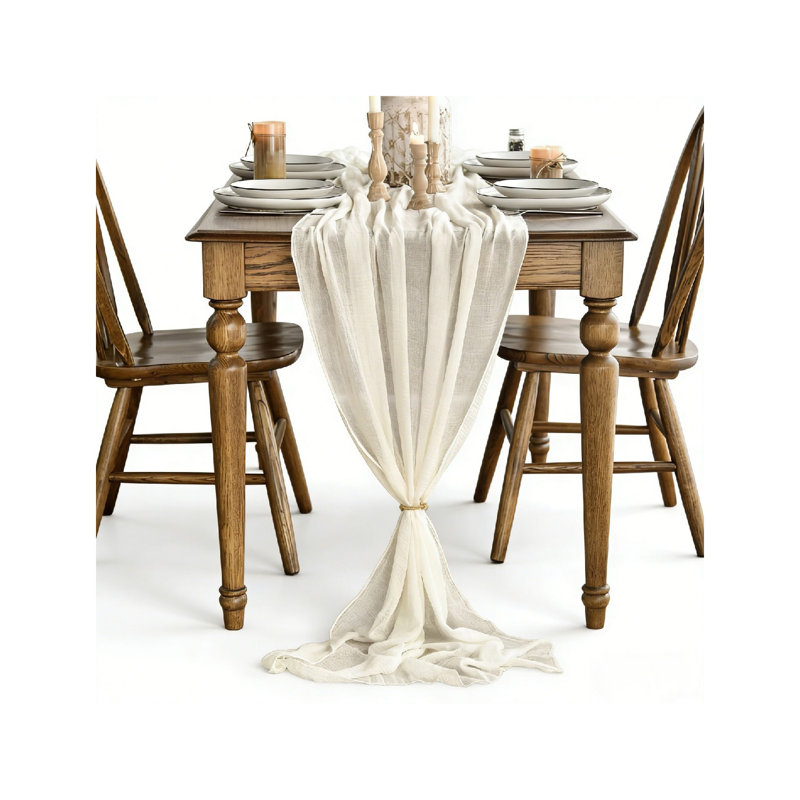 Boho Beige Gauze Wedding 6 Packs Cheesecloth 300 cm Table Runner, Bridal Fabric Kitchen Dining Holiday Table Decor