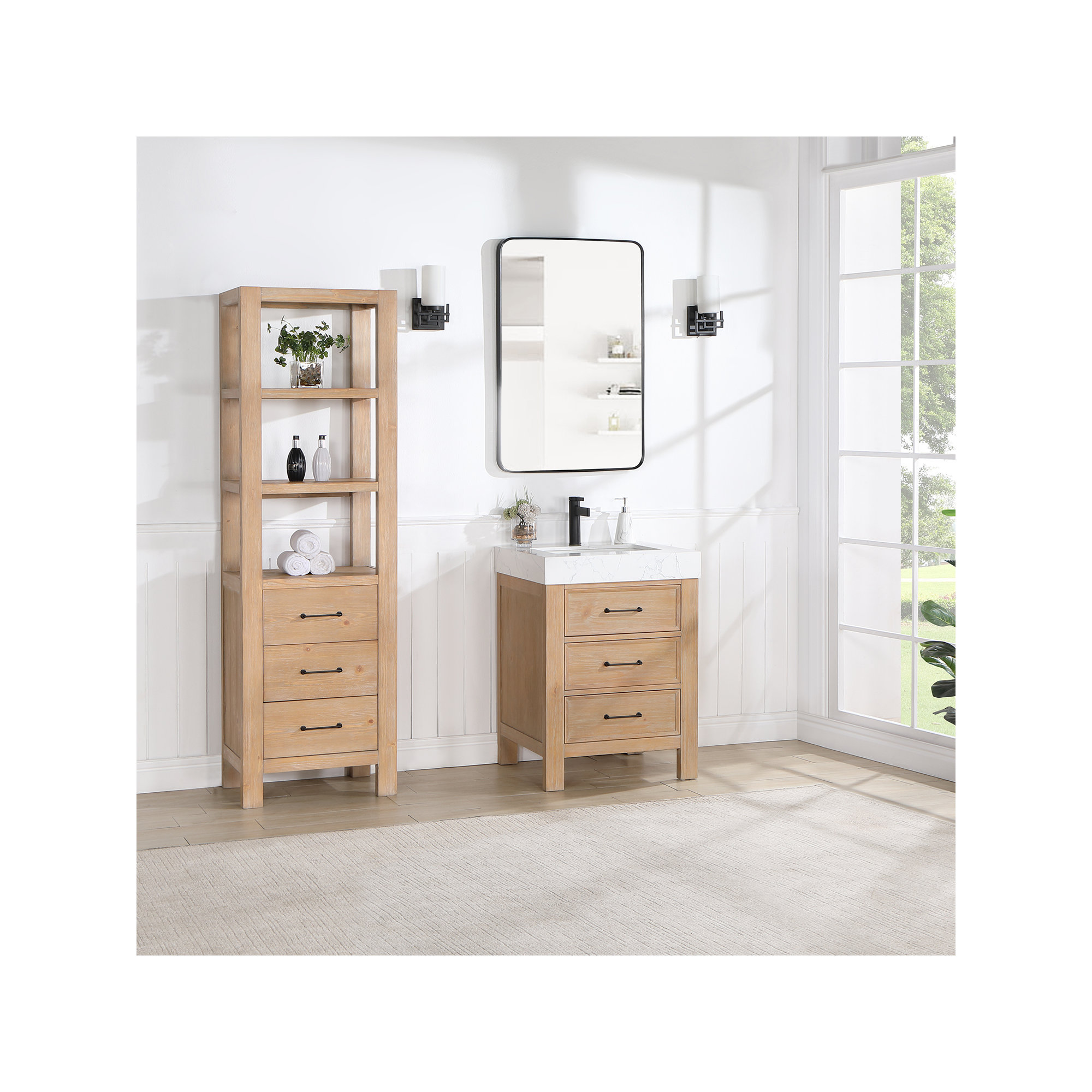 Moana Solid Wood Linen Cabinet, Brown