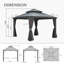 Abri de jardin à toit rigide 12 pi x 12 pi, pavillon de jardin extérieur en aluminium avec double toit en acier galvanisé, abri de jardin permanent avec système de drainage, rideau et filet inclus, gris
