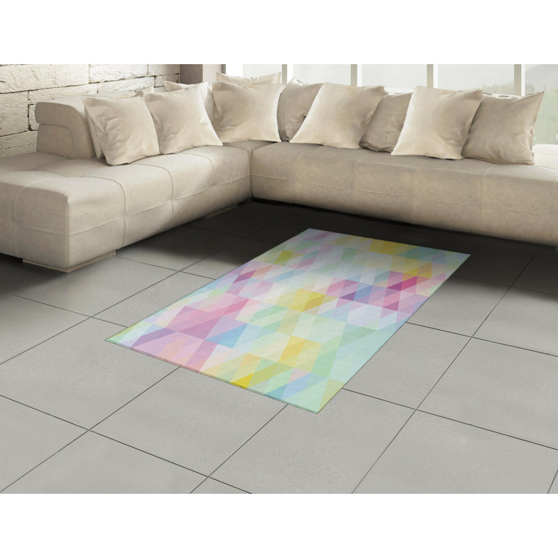 Abstract High Density Long Fiber Poly Threads Decorative Area Rug Carpet, Rectangle 4' x 5'8"
