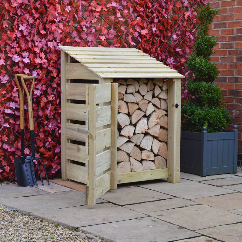 Stanardsville 90cm W x 80cm D Wood Log Store, Light Green