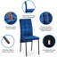 Chaise de salle à manger moderne en velours bleu foncé à haut dossier avec pieds noirs, ensemble de 2
