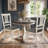 Set of 2 Dining Chairs with Upholstered Seat and Curved Slat Back, Farmhouse Wood Side Chairs