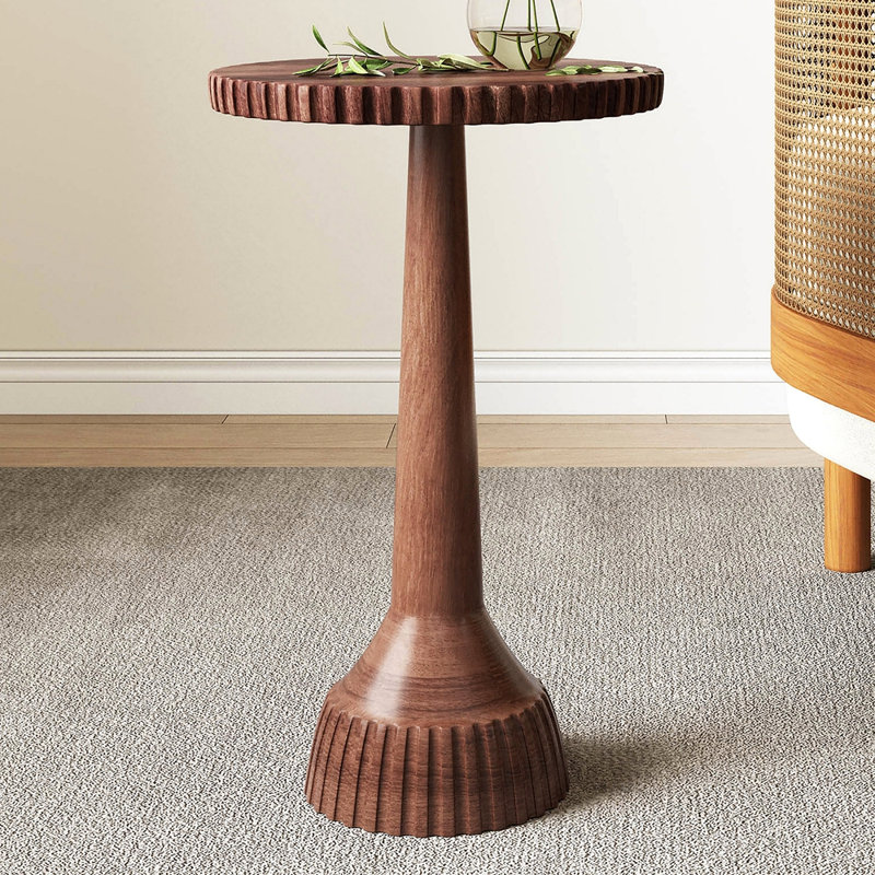 Table de bout ronde en bois de manguier