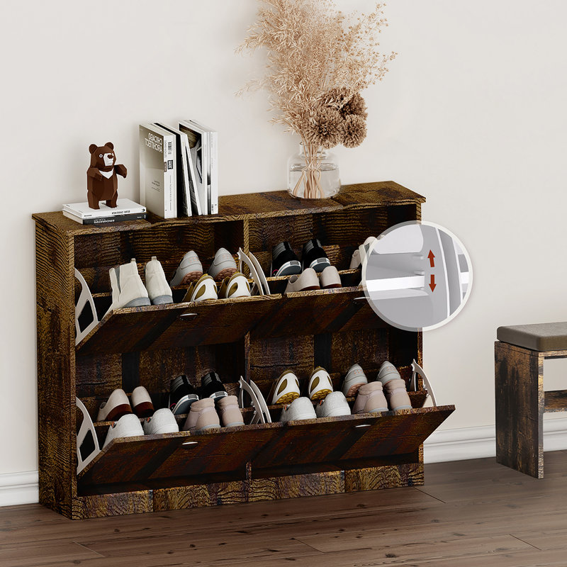 Étagère à chaussures étroite et étroite avec 4 tiroirs pour organiser les chaussures dans l'entrée, le vestibule, le couloir ou la chambre à coucher