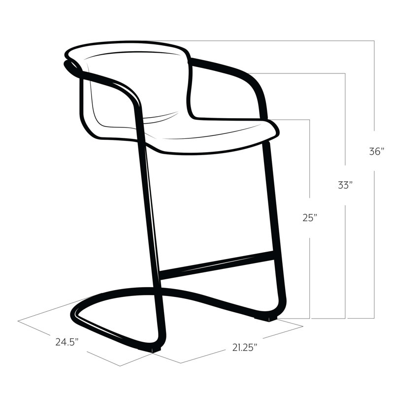 Distressed Whiskey Leather and Metal Bar Stool