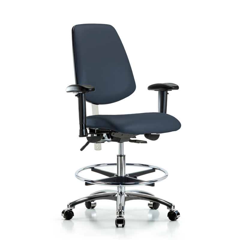 Chaise de dessinateur Josiah, Roulettes, Bleu impérial, Non inclus