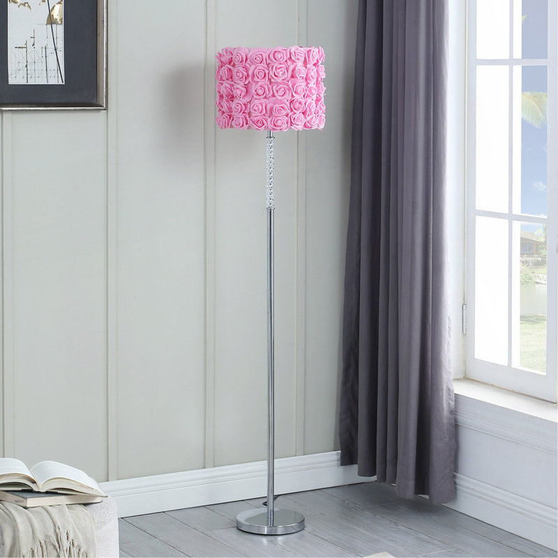 Lampe sur pied en acrylique / métal 63 "In Pink Roses In Bloom, Pink