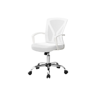 Contemporary Office Chair, Swivel, Adjustable Height, White Mesh, Metal Construction Chair With , Ergonomic Design,