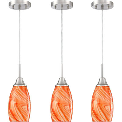 3-pack Orange Mini Glass Pendant Light
