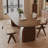 Nut-brown Oval Solid Wood Dining Table-1565034593