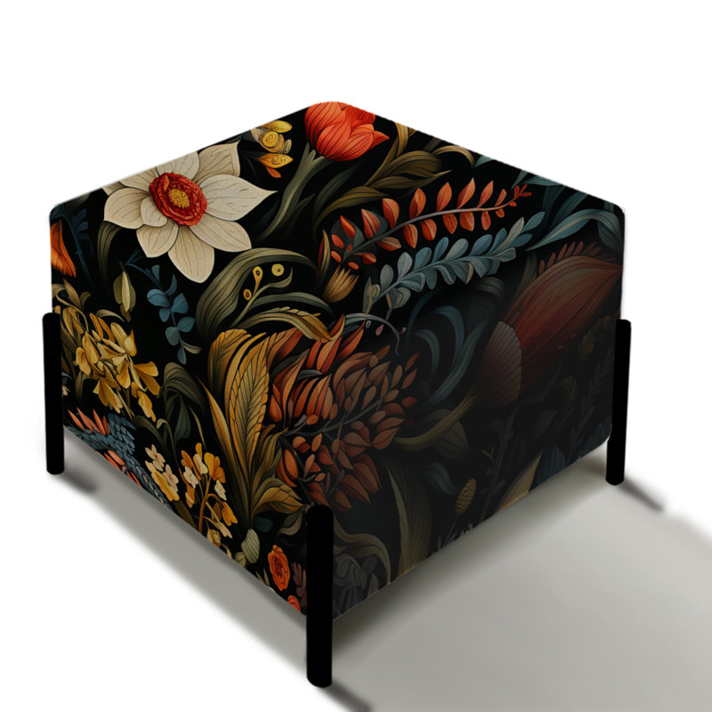 Fleurs éclectiques couleur foncée Extravaganza - Repose-pieds éclectique carré