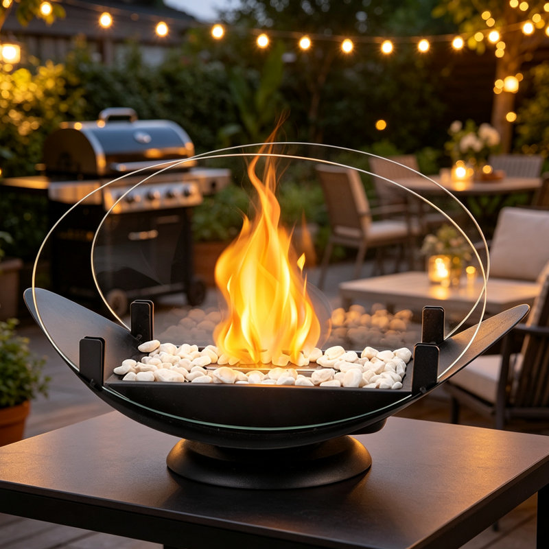 Ewout Bio-Ethanol Outdoor Tabletop Fireplace with Flame Guard