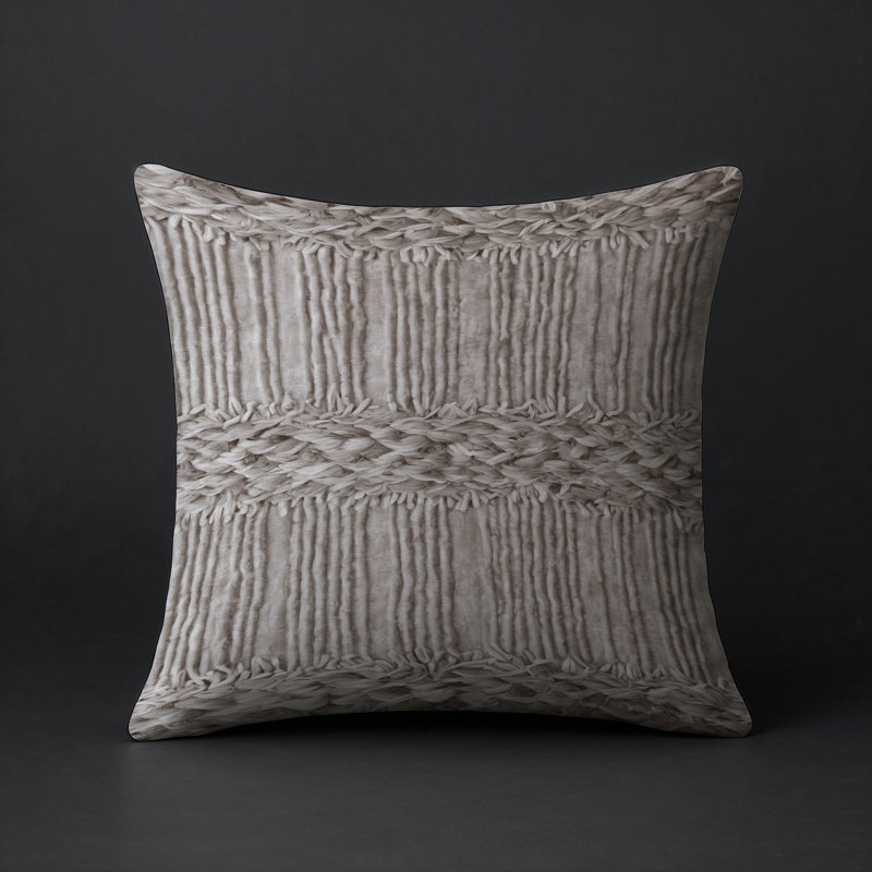 Coussin décoratif intérieur et extérieur Modern, Carré 16 po, Gris / taupe / beige géométrique