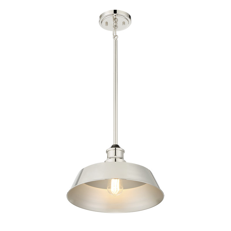 Luminaire suspendu simple 1 lumière Jeb, Nickel poli