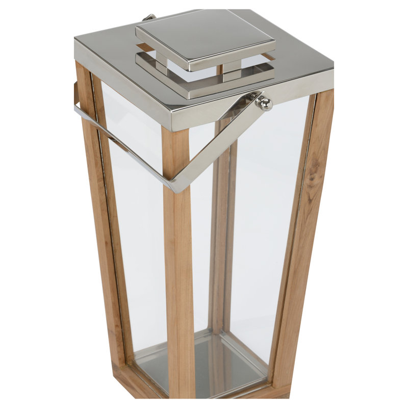 Ouragan Heritage en teck et verre, H 29 po x l 15 po x P 12,5 po