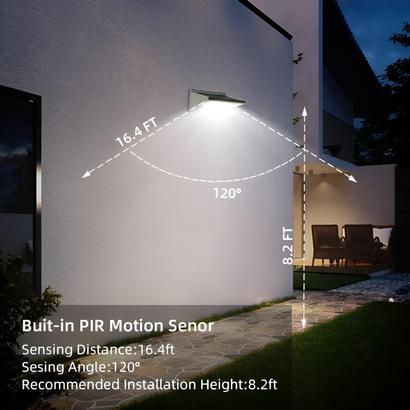 Solar Powered Outdoor Wall Light with Motion Sensor 6000K