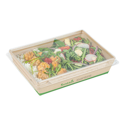 Restaurantware-Sustain 34 Ounce Sturdy Paper Take Out Boxes, 200 Disposable Take Out Food Containers - With PLA lining, Lids Sold Separately, Bamboo Paper Containers, Compostable, Click-Lock Design