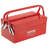Tool Box 14-inch 2-Tier 3-Tray Folding Cantilever Toolbox with Handle Red
