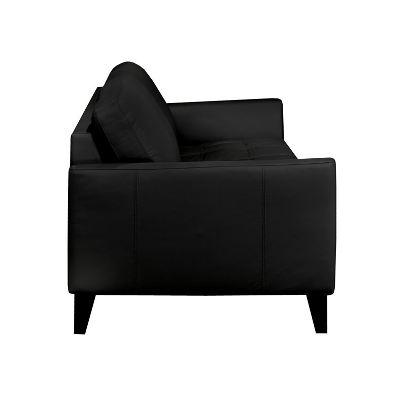 Brunet Upholstered 84'' Sofa, Black Genuine Leather