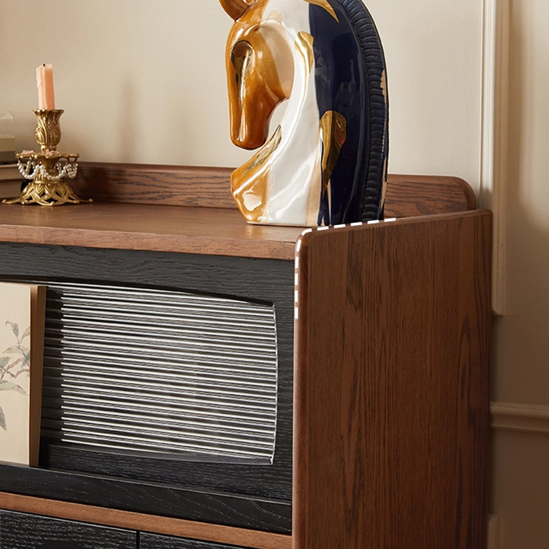 Black&Walnut Solid Wood Sideboard