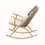 Fauteuils à bascule robustes en fer avec finition érable et rotin PE gris, parfaits pour se détendre et profiter du confort à l'extérieur