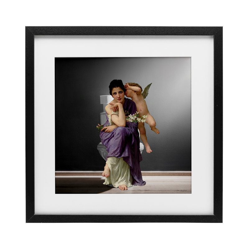 «Vintage Lady & Cherub», reproduction imprimée sous verre encadrée par Seven Trees Design, H 13 po x l 13 po