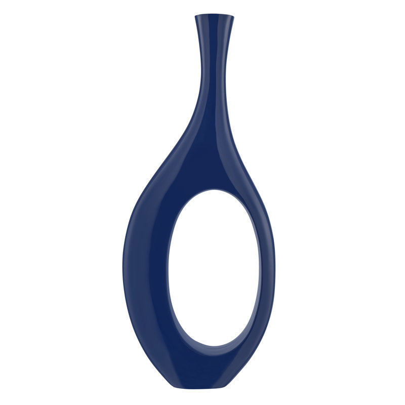 Vase de plancher en résine Hajari, H 34 po x l 13 po x P 5 po, Bleu marine