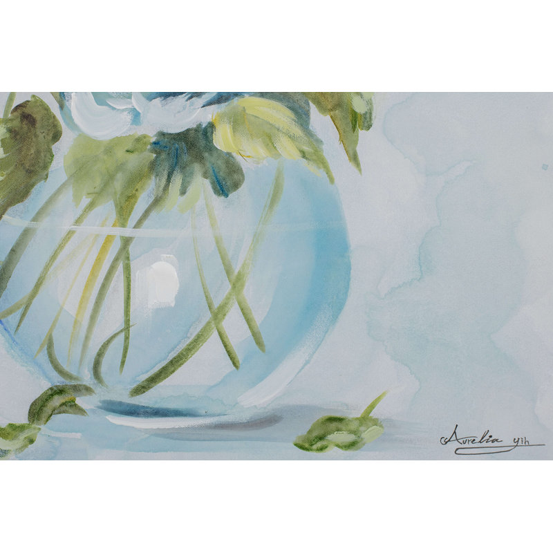 Hand -painted acrylic painting, poetry and flowers