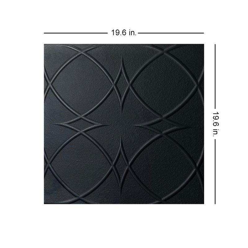 Carreau de plafond en polystyrène encollé 1,6 pi x 1,6 pi Circles and Stars, Noir