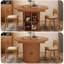 Table de salle à manger pour table de salle à manger extensible de 4 à 6,59 po avec tablette de rangement à 2 niveaux, meuble-lavabo rond ovale en bois avec base piédestal-625866853