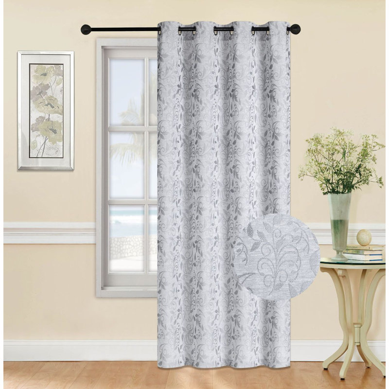 Panneau d'anneau en jacquard, Gris, L 54 po x L 95 po