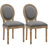 20" H Mid Century Modern Upholstered Linen Side Chair  King Louis Back Solid Wood Dining  Chairs-205656327