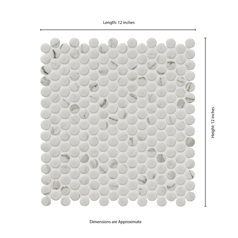 Isla Penny Round 12 in. x 13 in. Porcelain Mosaic Floor and Wall Tile, Isla