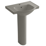 Veer™ Ceramic Pedestal Bathroom Sink with Overflow